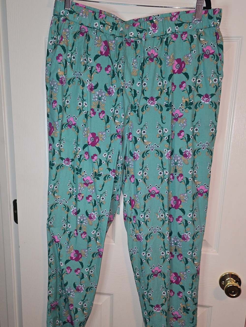 Charter Club Teal Floral‎ Drawstring Track Pants